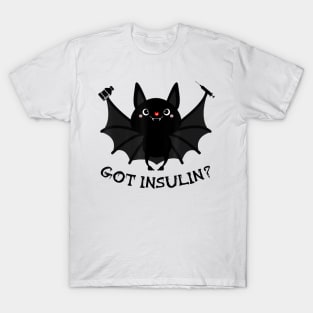 Diabetes awareness Got Insulin Bat Holding Syringe Diabetes Halloween Gift T-Shirt